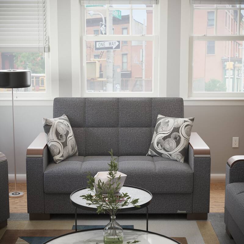 Collection Upholstered Convertible Loveseat With Storage