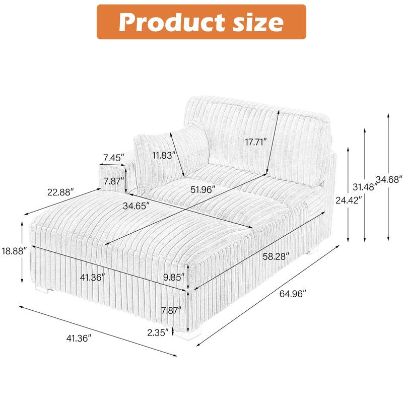 Modern Indoor Chaise Lounge Couch with Pillows