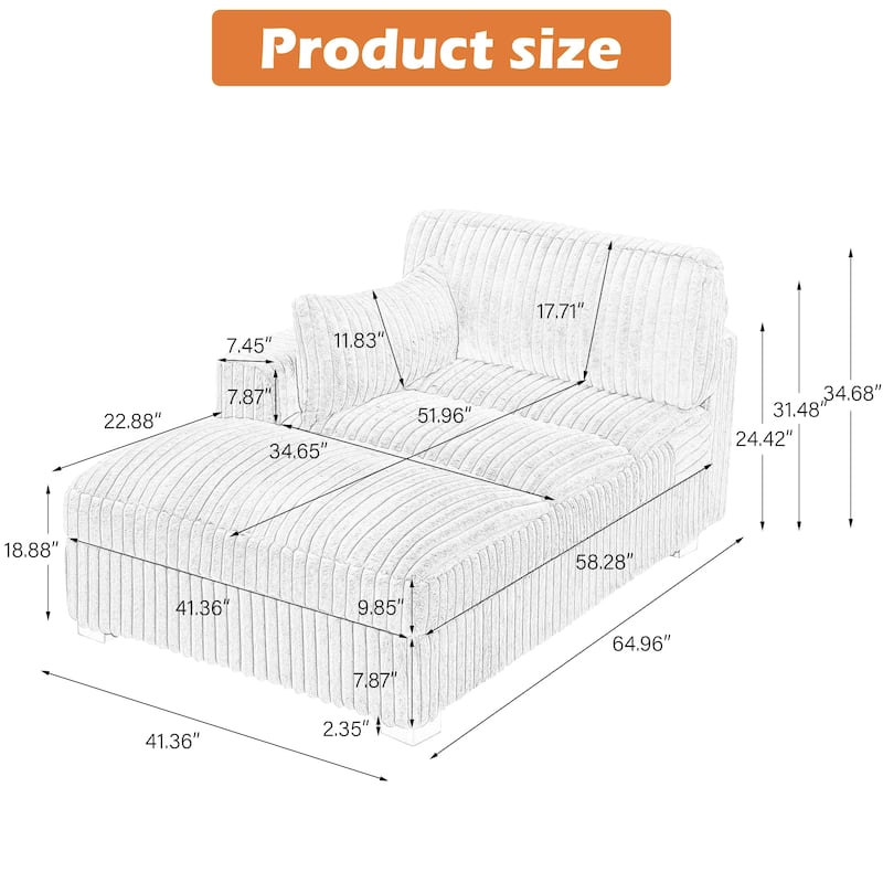 Oversized L-Shape Upholstered Chaise Lounge Sofa Couch