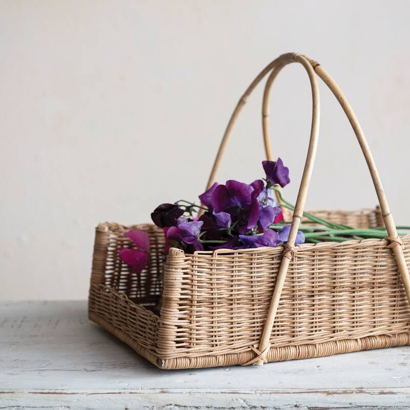 Decorative Rattan Hanging Basket - 15.8"L x 9.8"W x 7.9"H
