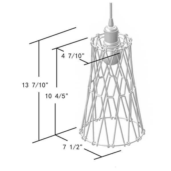dimension image slide 0 of 2, 1-Light Adjustable Lantern DIY Pendant Light with Metal Wire Cage