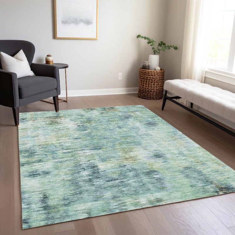 Machine Washable Indoor/ Outdoor Chantille Solid Abstract Rug