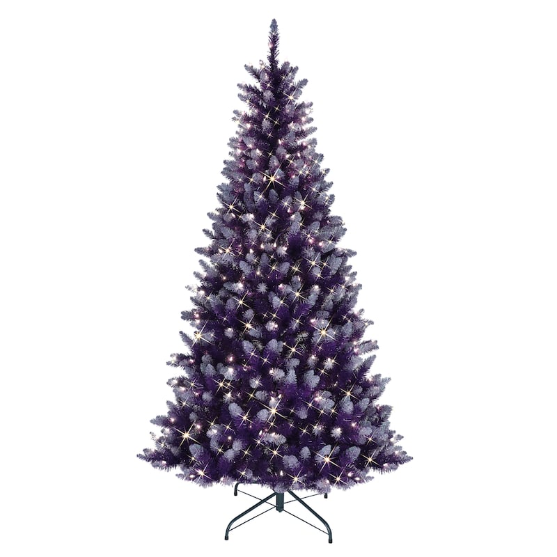Puleo International 6.5' Pre-Lit Fashion Purple Artificial Christmas Tree - 6.5
