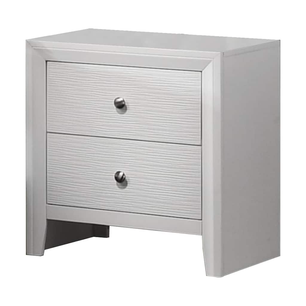 White/Chrome 2 Drawer 16.4 in. W Nightstand with Sturdy Knob Pulls