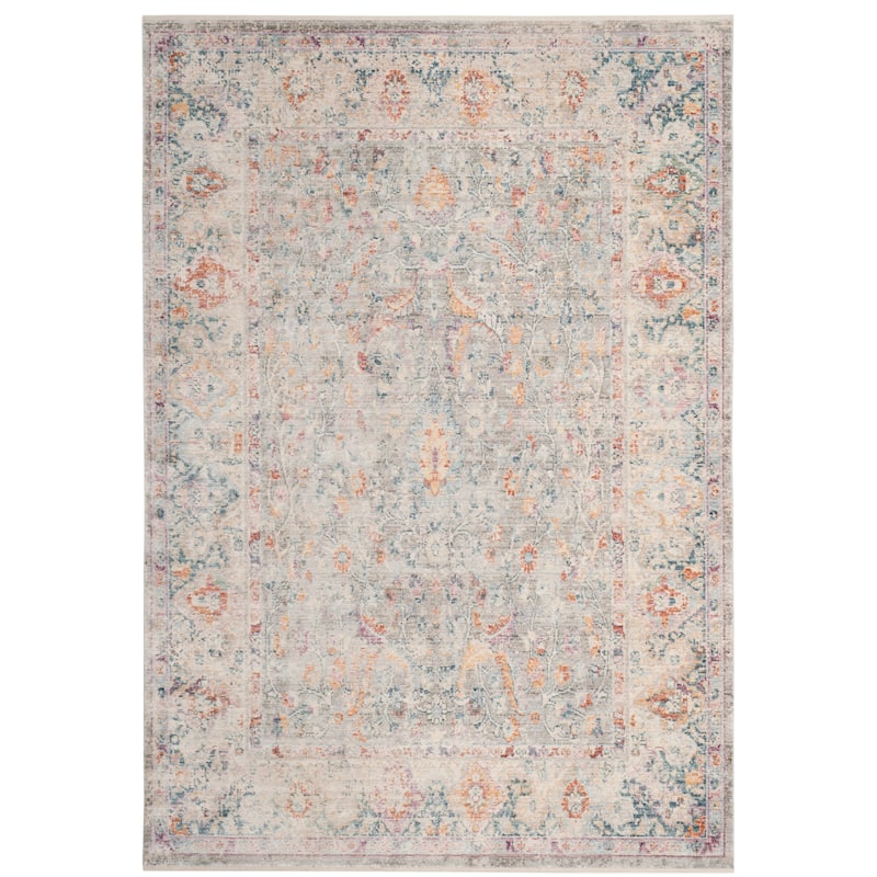 SAFAVIEH Illusion Doretta Vintage Boho Oriental Viscose Rug - 5' x 8' - Light Grey/Cream