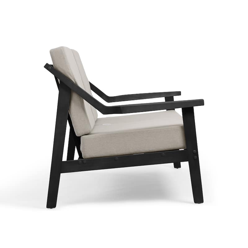 Outdoor Wood Teak Cushioned Patio 2 Seater Loveseat with Coffee Table