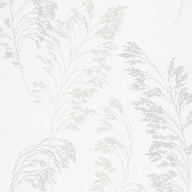 Galerie Wallcoverings Shrub Leaf On Plain Linen Texture Vinyl on Non-woven Soft Metallic Wallpaper Roll - 33 feet x 21 inches - White/Pearl