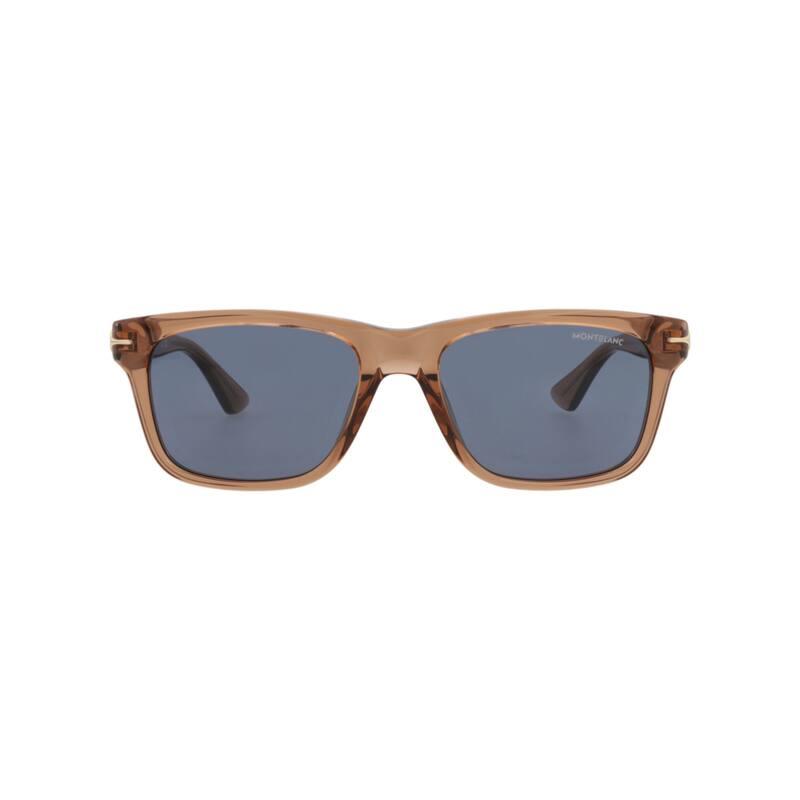Montblanc Square-Frame Recycled Acetate Sunglasses - Brown Brown Blue - Brown - Blue Lens
