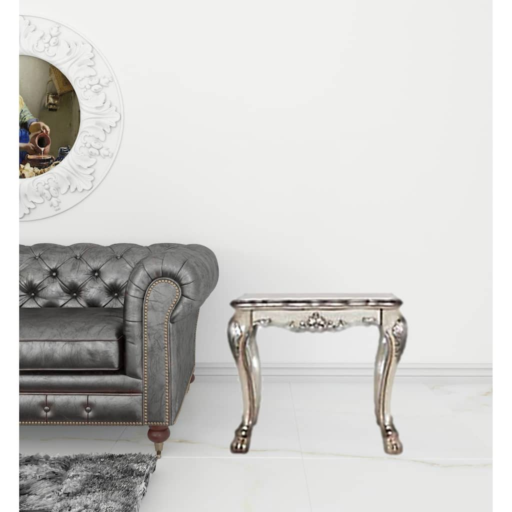 HomeRoots 24" Vintage Bone White Solid Wood And Polyresin Square End Table - 28