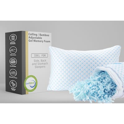 Memory Foam Pillow with Bamboo Cover, Adjustable Firmness, Premium Luxury Gel Memory Foam Pillows. - N/A