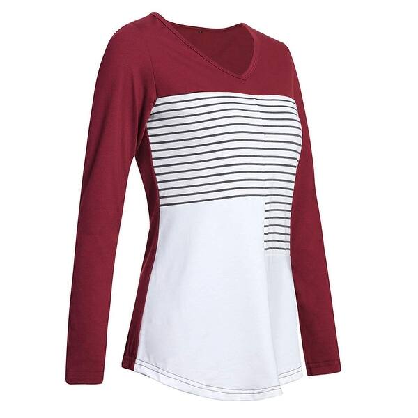 Shop Styleword Women S V Neck Triple Color Block Striped T Shirt