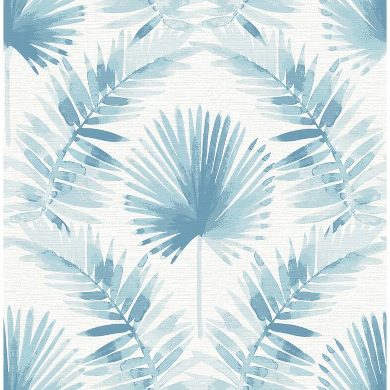 A-Street Prints Calla Blue Painted Palm Wallpaper