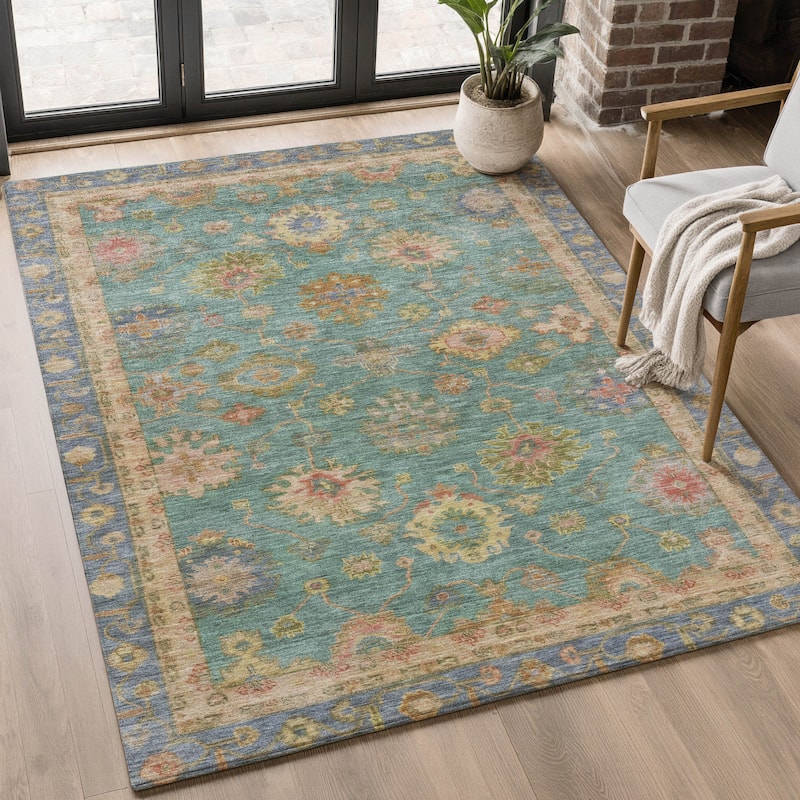 Premium Washable Super Soft Classic Traditional Mayfield Rug - Teal - 3' x 5'