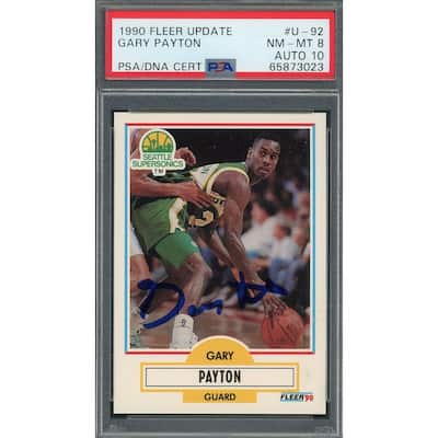 Gary Payton 1990 Fleer Update Signed Rookie Card #U-92 NM MT 8 Auto PSA 10 - 8'6" x 11'6"