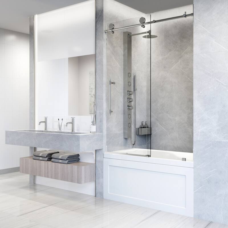 VIGO Elan Hart 56" to 60" W x 66" H Frameless Sliding Tub Door