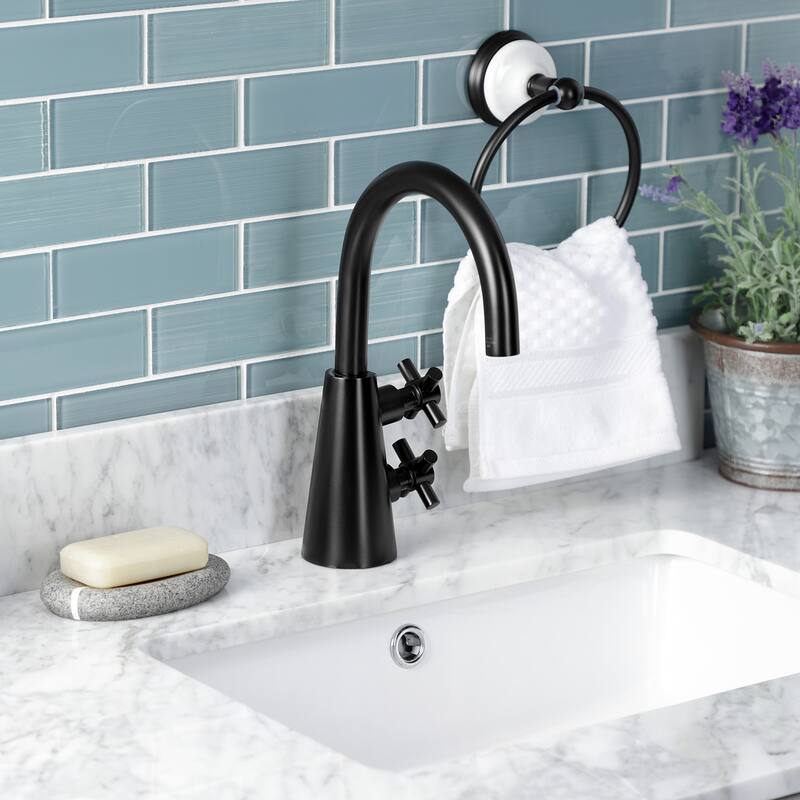 Kingston Brass Constantine Two-Handle 1-Hole Deck Mount Bathroom Faucet with Push Pop-Up