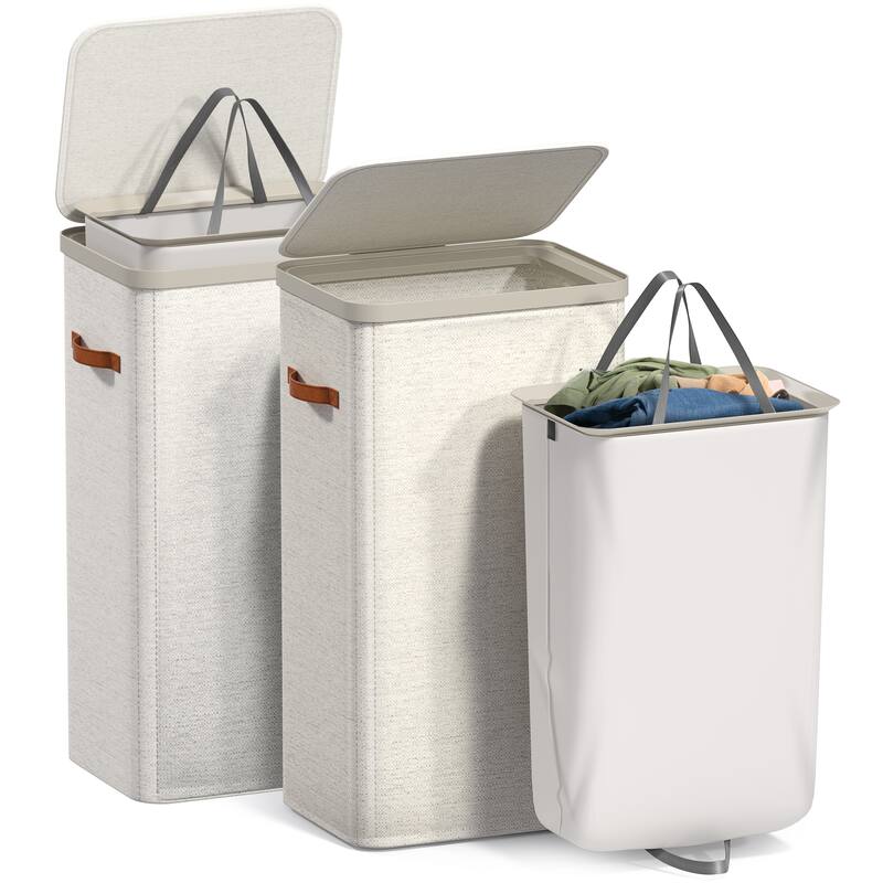 Sorbus 2 Pack 1-Compartment Laundry Basket with Removable Laundry Bag - Durable Organizer for Bathroom - Brown