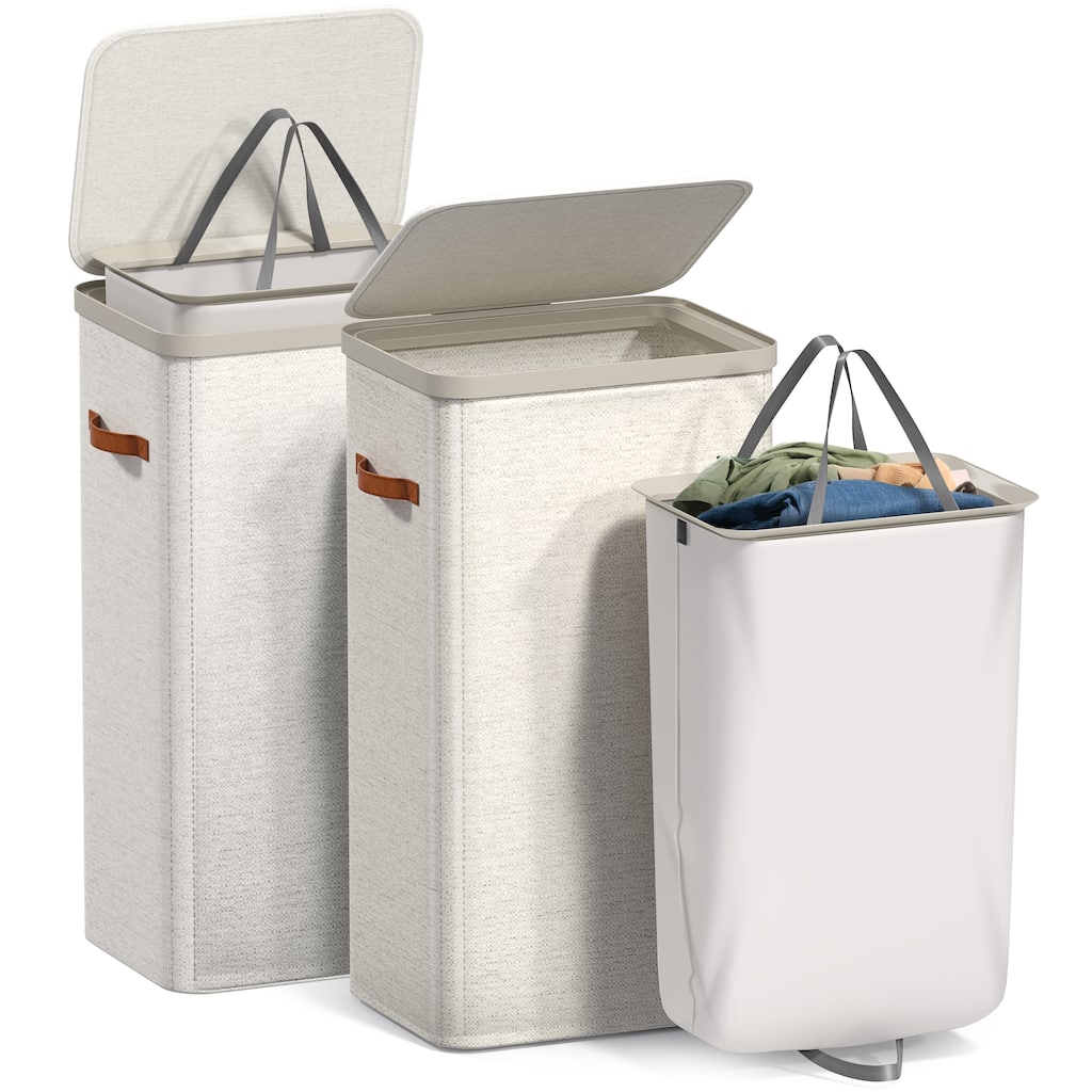 Sorbus 2 Pack 1-Compartment Laundry Basket with Removable Laundry Bag - Durable Organizer for Bathroom