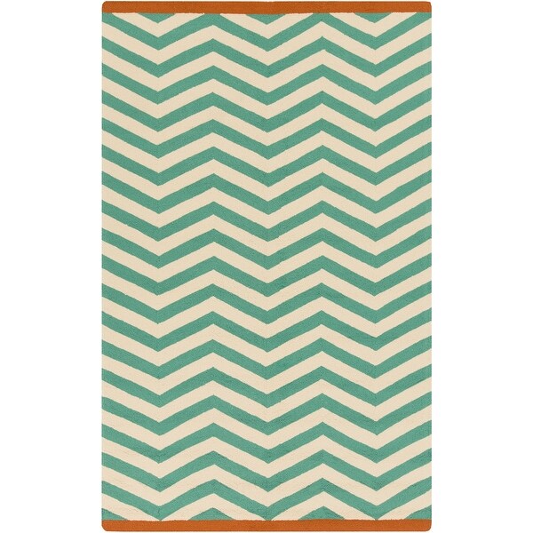 Hand-Hooked Maxine Chevron Indoor/Outdoor Area Rug