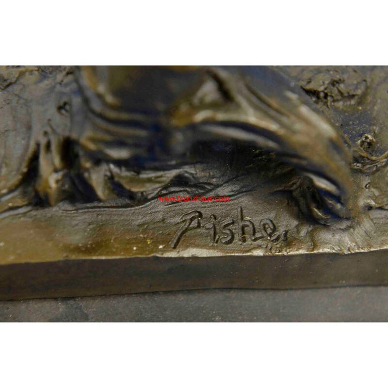 Signed Houdon Angels Announces Arrival Bronze Sculpture Statue Figure Figurine
