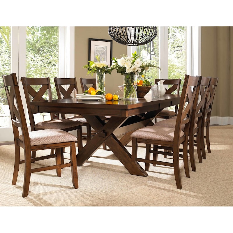 Kraven Brown Rustic Wood Farmhouse 9 Piece Dining Set - Brown