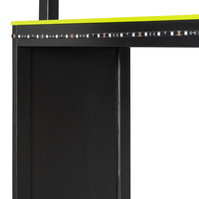 L Shaped Twin Gaming Bed with RGB LED Lights and Storage Shelves