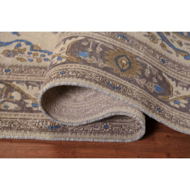Tabriz Persian Rug Hand-Knotted Traditional Beige Wool Carpet - 6'5"x 9'4"