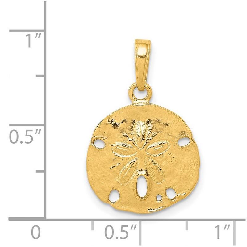 Curata 14k Yellow Gold 18" 22x16mm Polished Sand Dollar Necklace
