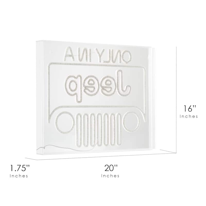 Licensed Only In A Jeep Acrylic LED Wall Decor Sign - 20" x 16" - 20" x 16"