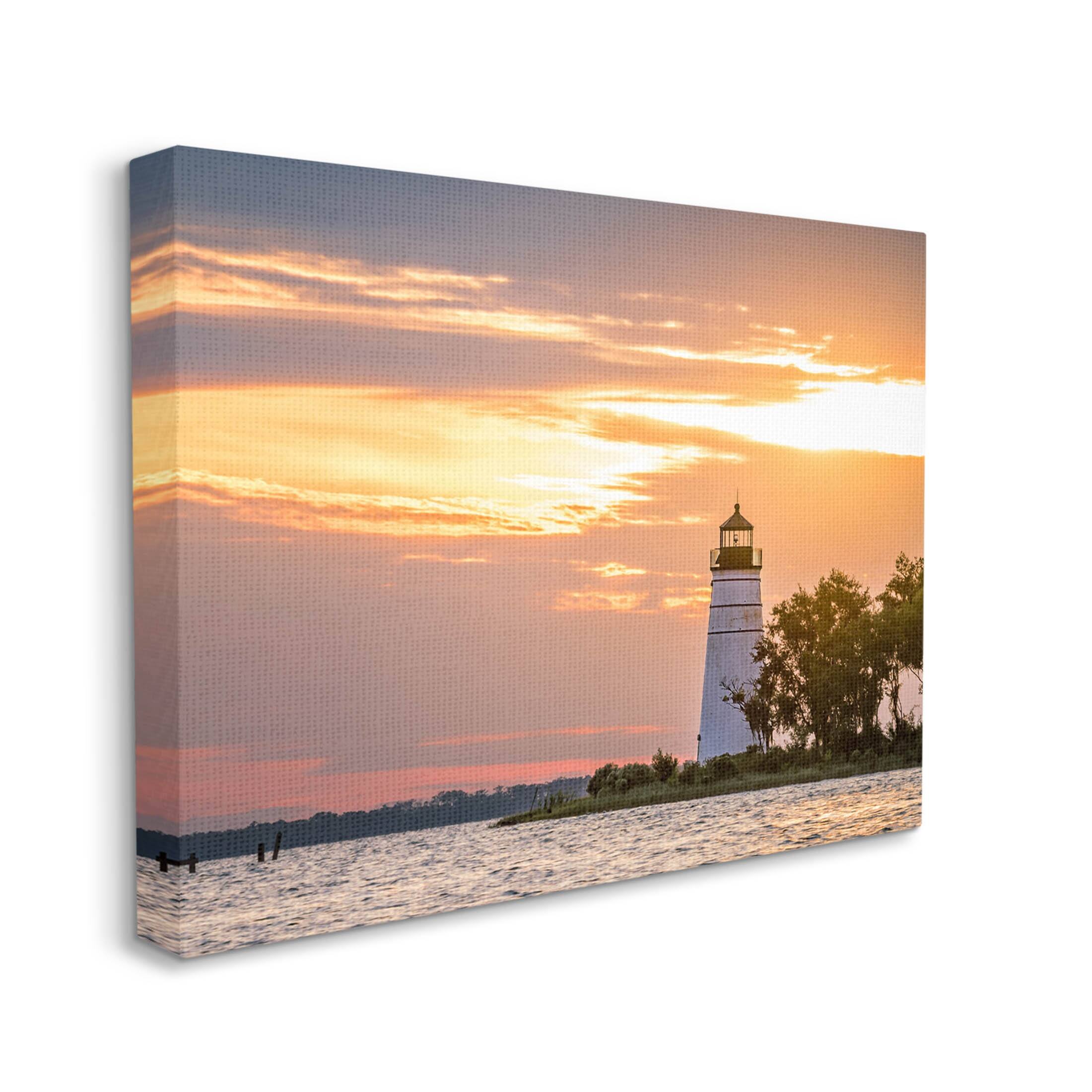 Stupell Industries Nautical Lighthouse Sunset Horizon Canvas Wall Art
