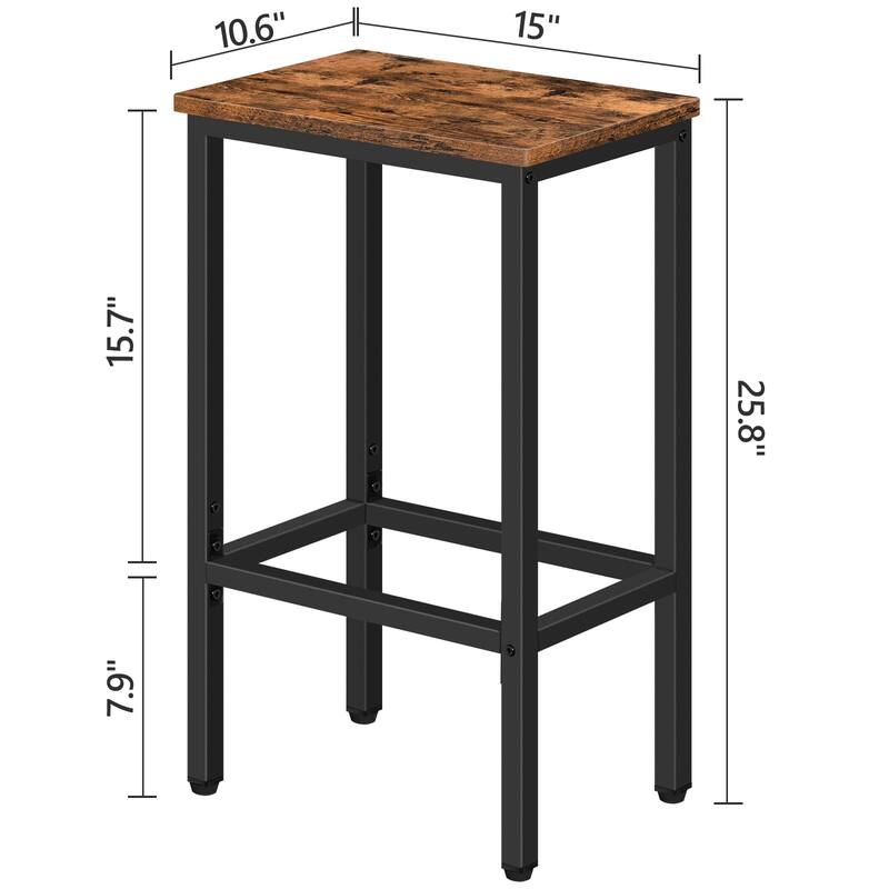 Bar Stools, Set of 2 Bar Chairs,Kitchen Breakfast Bar Stools with Footrest,25.8" Dining Stools,Rectangular Industrial Bar Chair