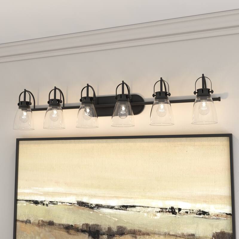 Acroma 6-light Modern Industrial Nickel Bathroom Vanity Lights