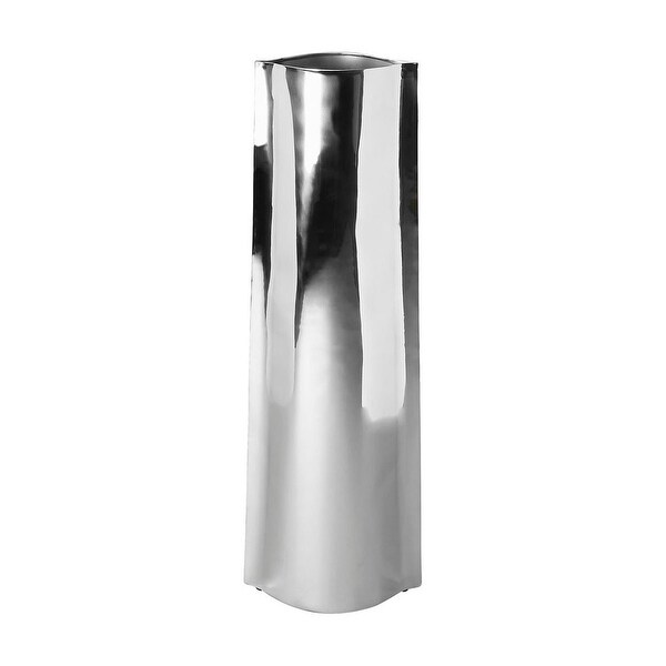 Offex Modern Crafted Cast Aluminum Floor Vase - Silver