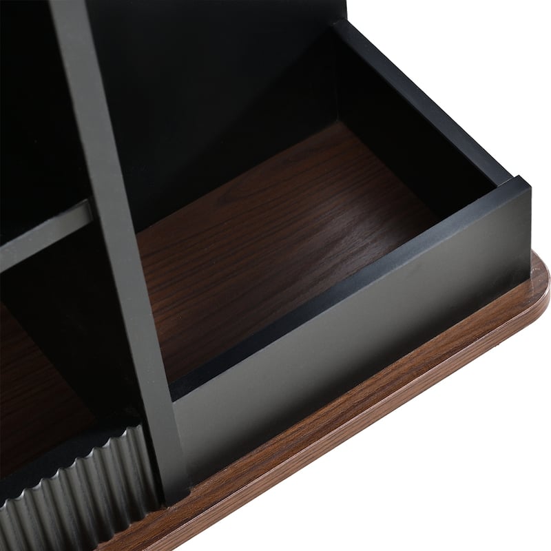 Modern Adjustable End Table with Wheels and LiftTop for Living Room