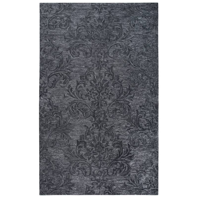 Alora Decor Emerson Damask Hand-tufted Wool Rug - 8' x 10' - Dark Grey