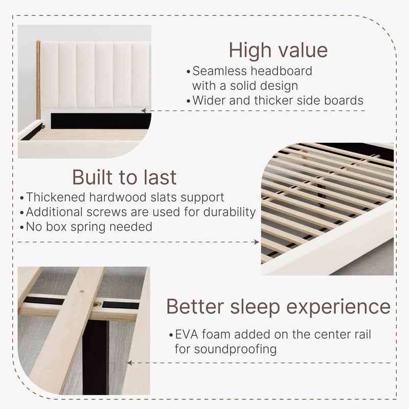 Spruce & Spring Camila Upholstered Platform Bed Frame with Headboard