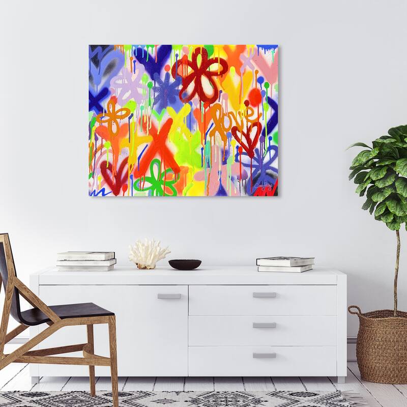 Wynwood Studio Abstract Corey Paige - Graffiti Street Citrus Orange and Modern & Contemporary Wall Art Canvas Print - 30 x 36