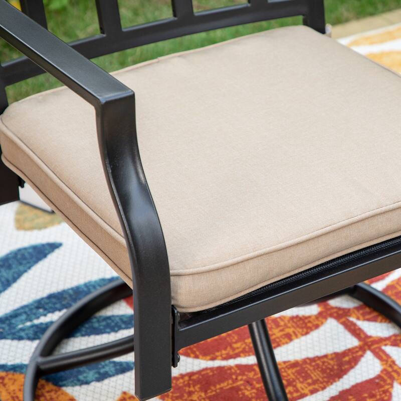 MAISON ARTS 6-Piece Patio Dining set with 1 Rectangle Steel Table, 2 Swivel Chairs, 2 Stackable Chairs and 1 Bench