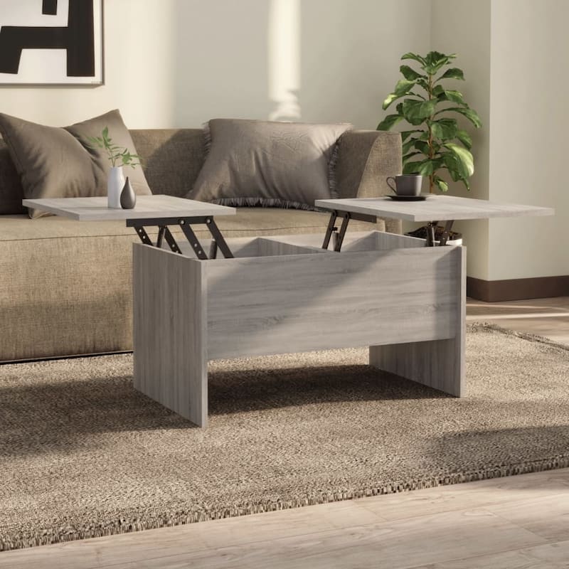 vidaXL Coffee Table Lift Top End Table Accent Side Sofa Table Engineered Wood - 31.5" x 19.7" x 16.7" - Gray sonoma