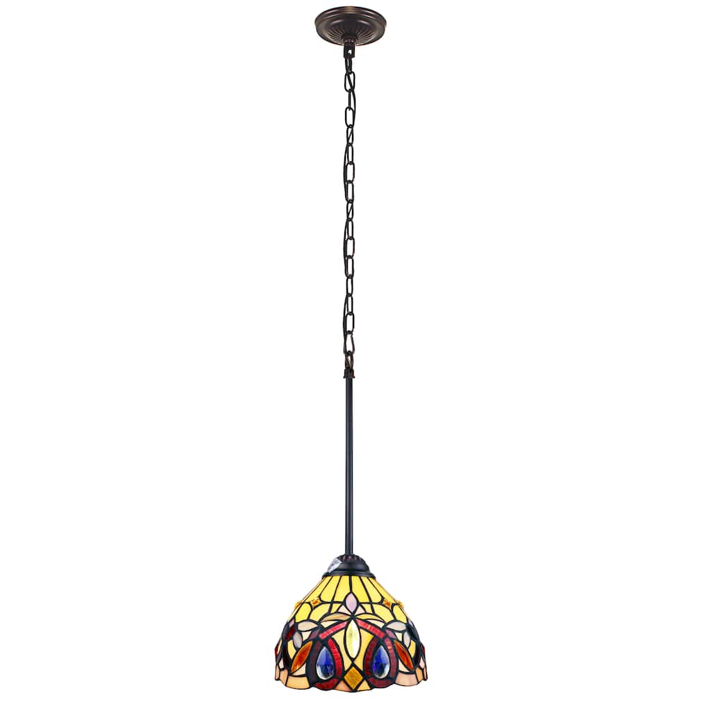 Tiffany-Style Victorian Design 1-light Dark Bronze Hanging Pendant