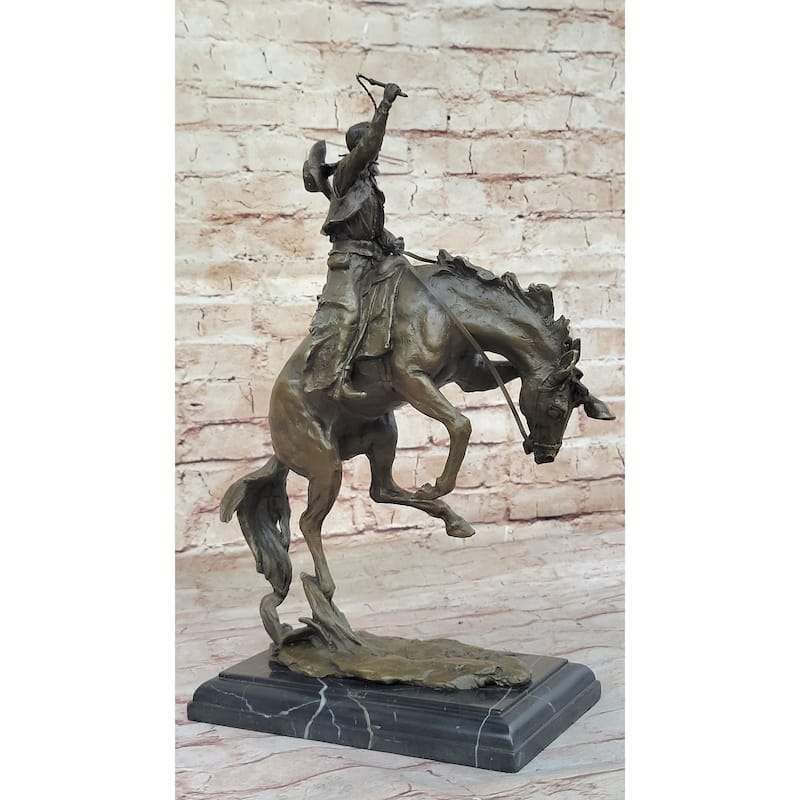 Bronco Buster Hot Cast Bronze Western Americana Decor Sculpture Statue Reproduction By Remington