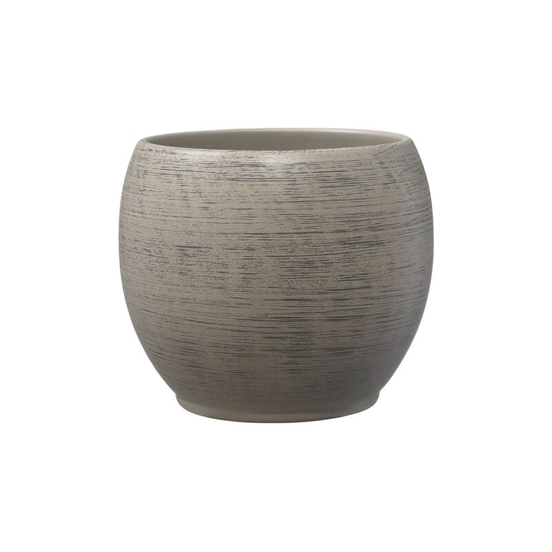 5.9" & 4.7" Dia. Indoor Ceramic Plant Pot Set - Wood Optics Brown & Wood Optics Gray - 4 Piece Set