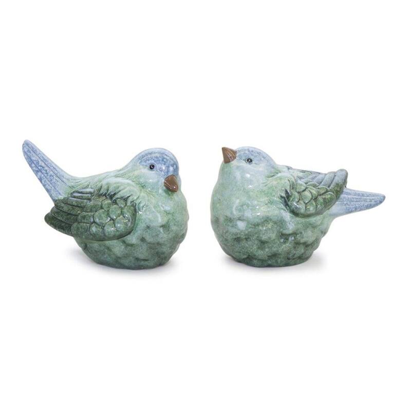 Set of 2 Bird Tabletop Glazed Figurines 6.5"