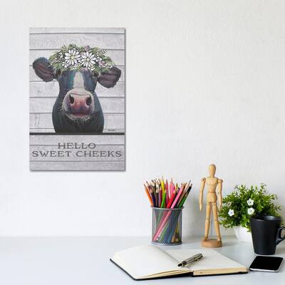 iCanvas "Cow Bathroom Art, Hello Sweet Cheeks" by Hippie Hound Studios Canvas Print