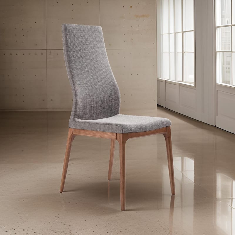 Brown/Gray Fabric Upholstered Wood Frame Dining Chair, Set of 2, Sturdy Dining Chair for Dining Rooms - 23.5