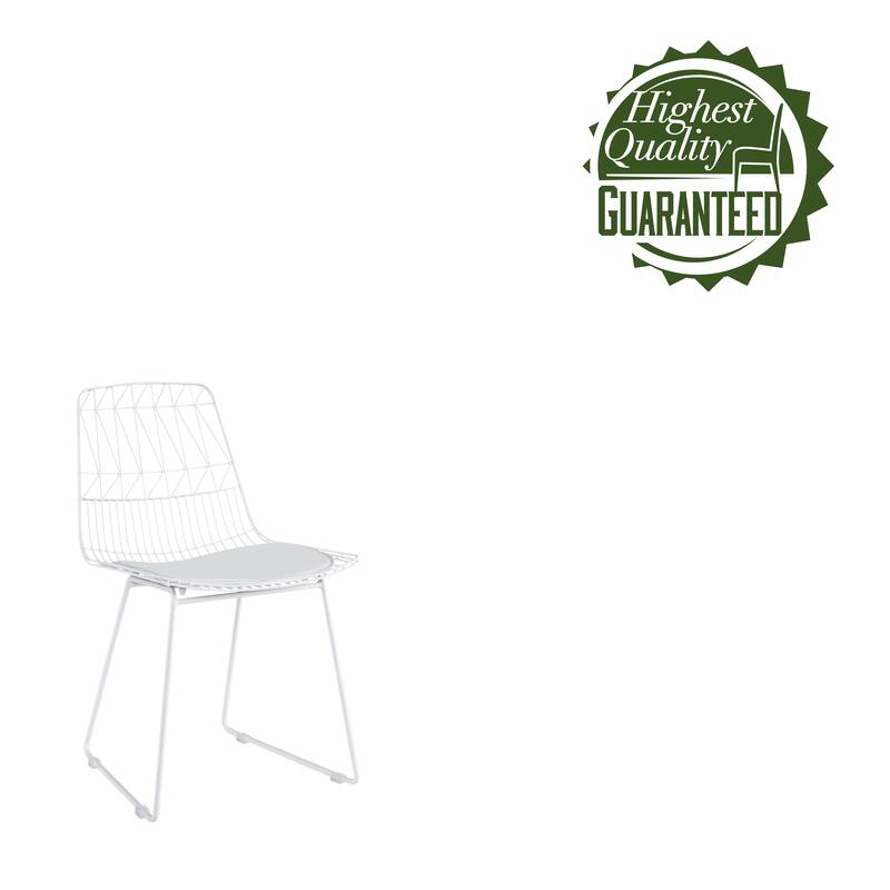 Porthos Home Yoshi Geometric Metal Dining Chairs with PU Leather Seat Pad, Set of 2