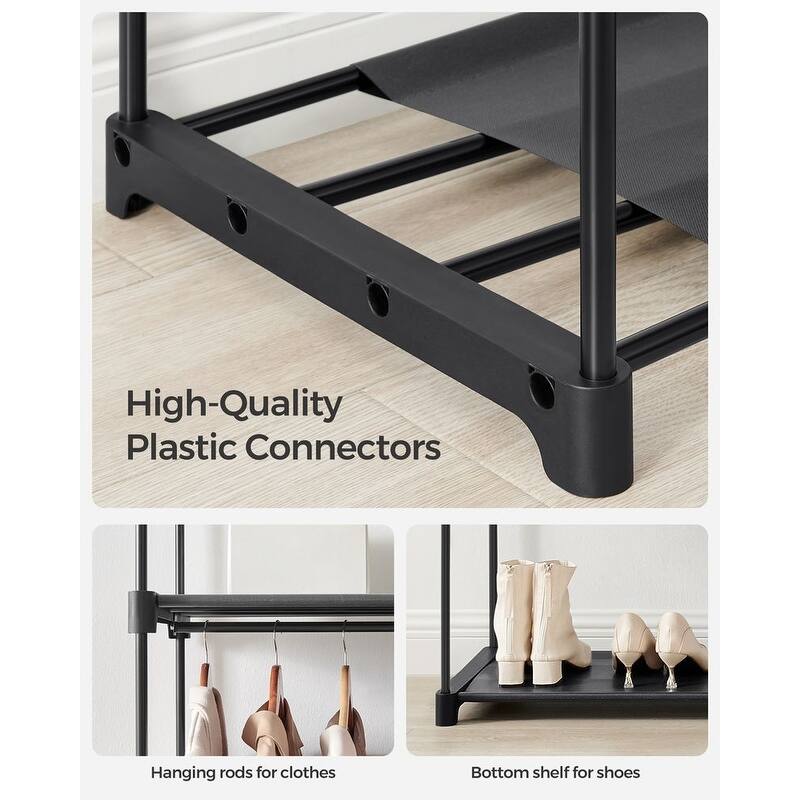 Space-Saving Portable Folding Closet with Adjustable Shelves and Heavy-Duty Hanging Rods for Clothes Storage