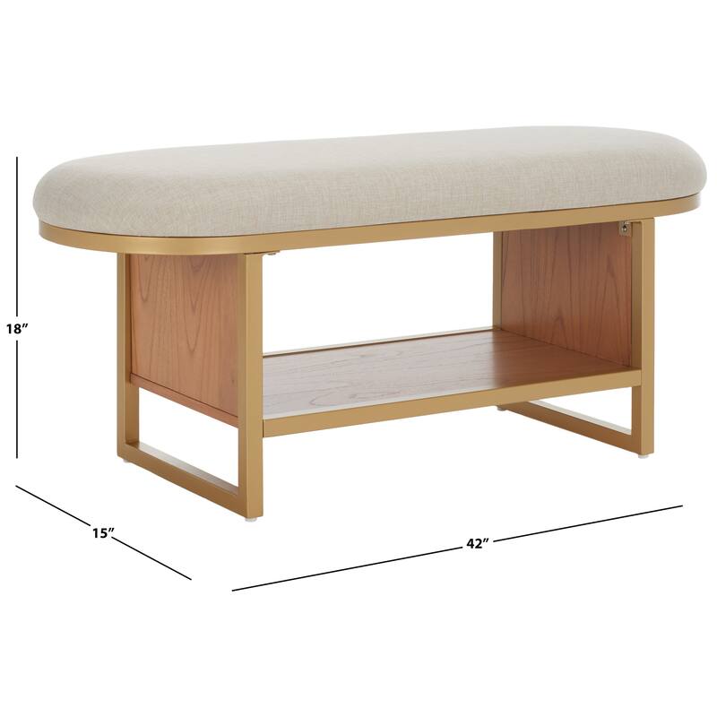 SAFAVIEH Mignon Open Shelf Bench withCushion - 42" W x 15" D x 18" H - 42Wx15Dx18H