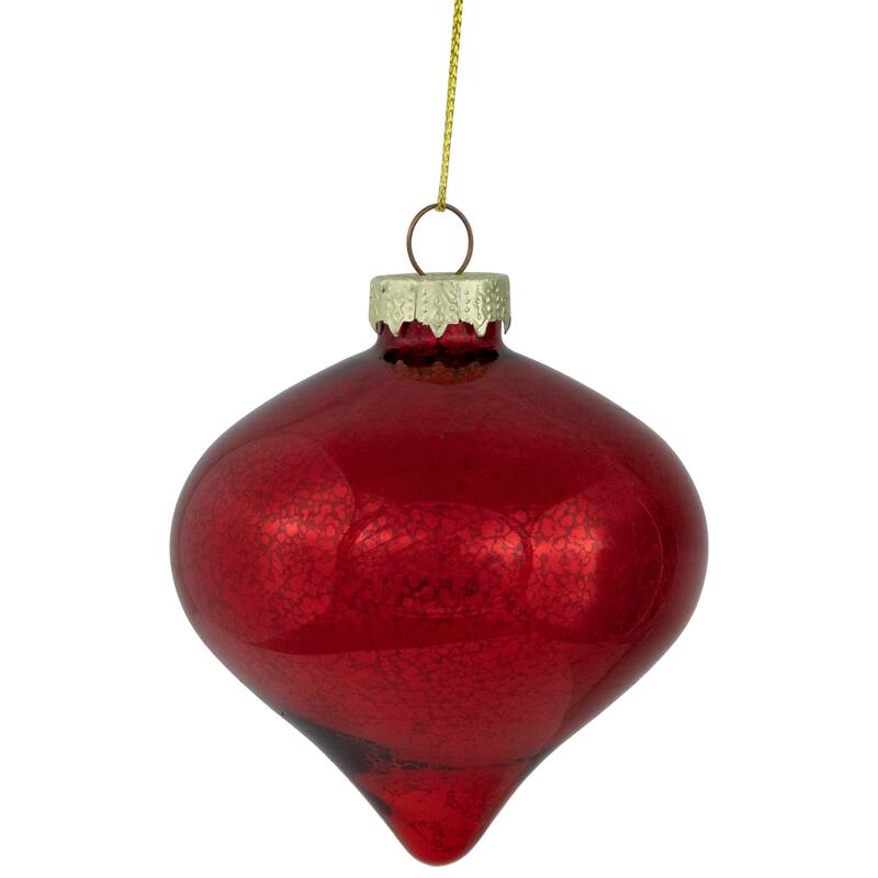 Shiny and Textured Glass Ball and Onion Christmas Ornaments - 3" (80mm) -Red - 9ct