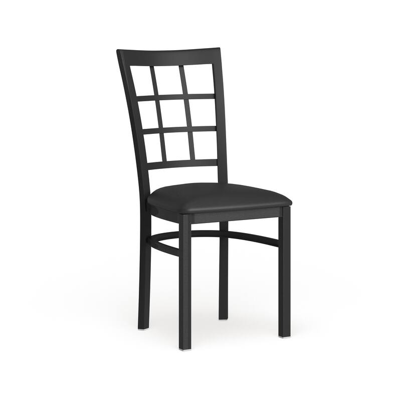 Window Back Metal Restaurant Chair - 16.75"W x 20"D x 36.5"H - 16.75"W x 20"D x 36.5"H - black vinyl seat/black metal frame
